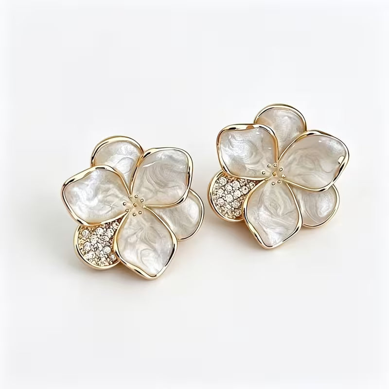 Elegante Parel Bloem Oorbellen