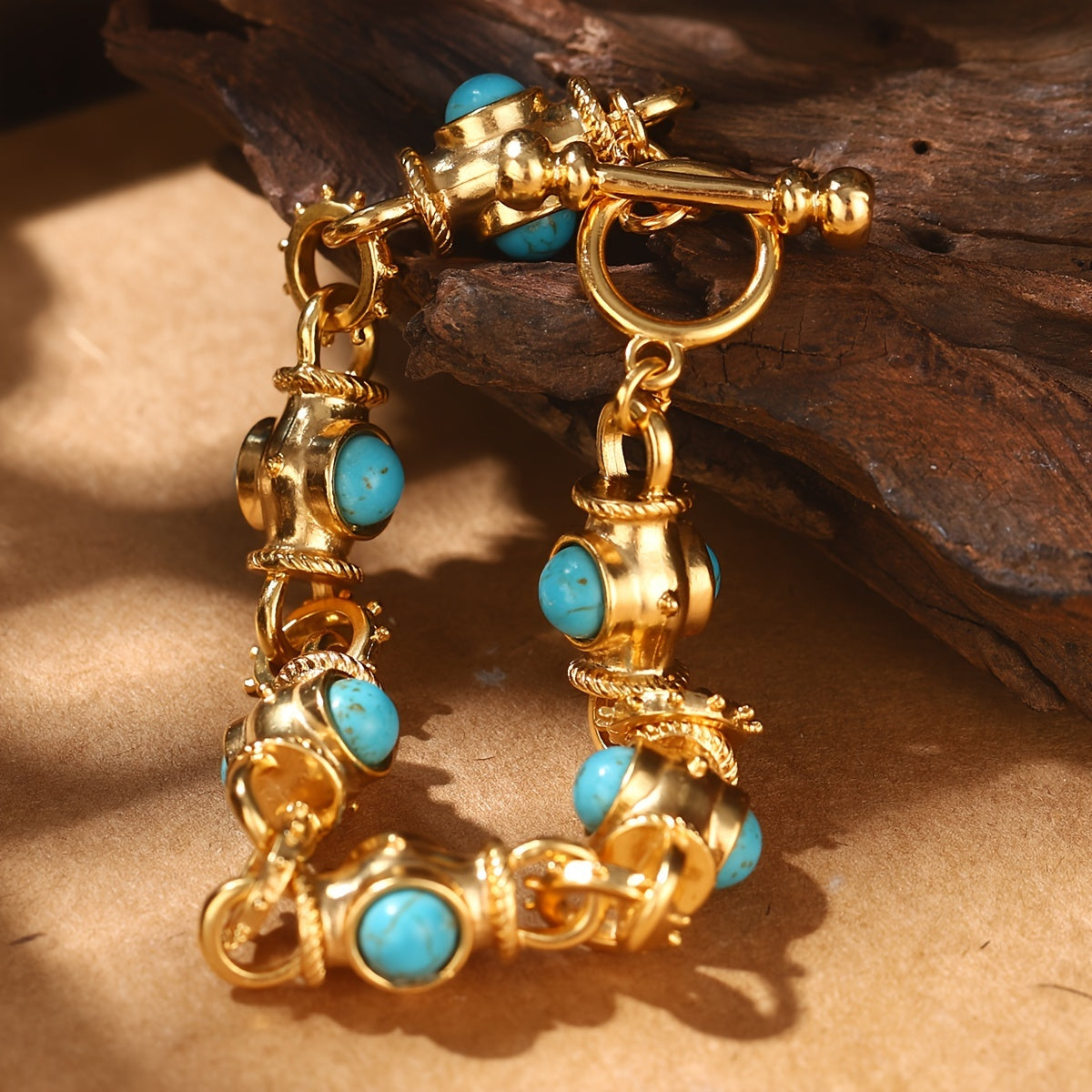 Elegante Turquoise Cabochon Link Armband