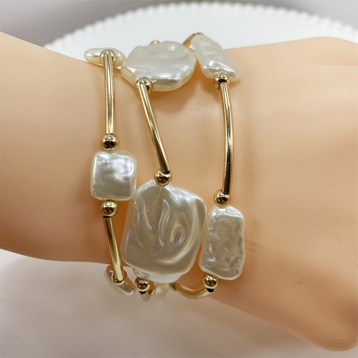 Premium Barok Parel Armband Set van 3