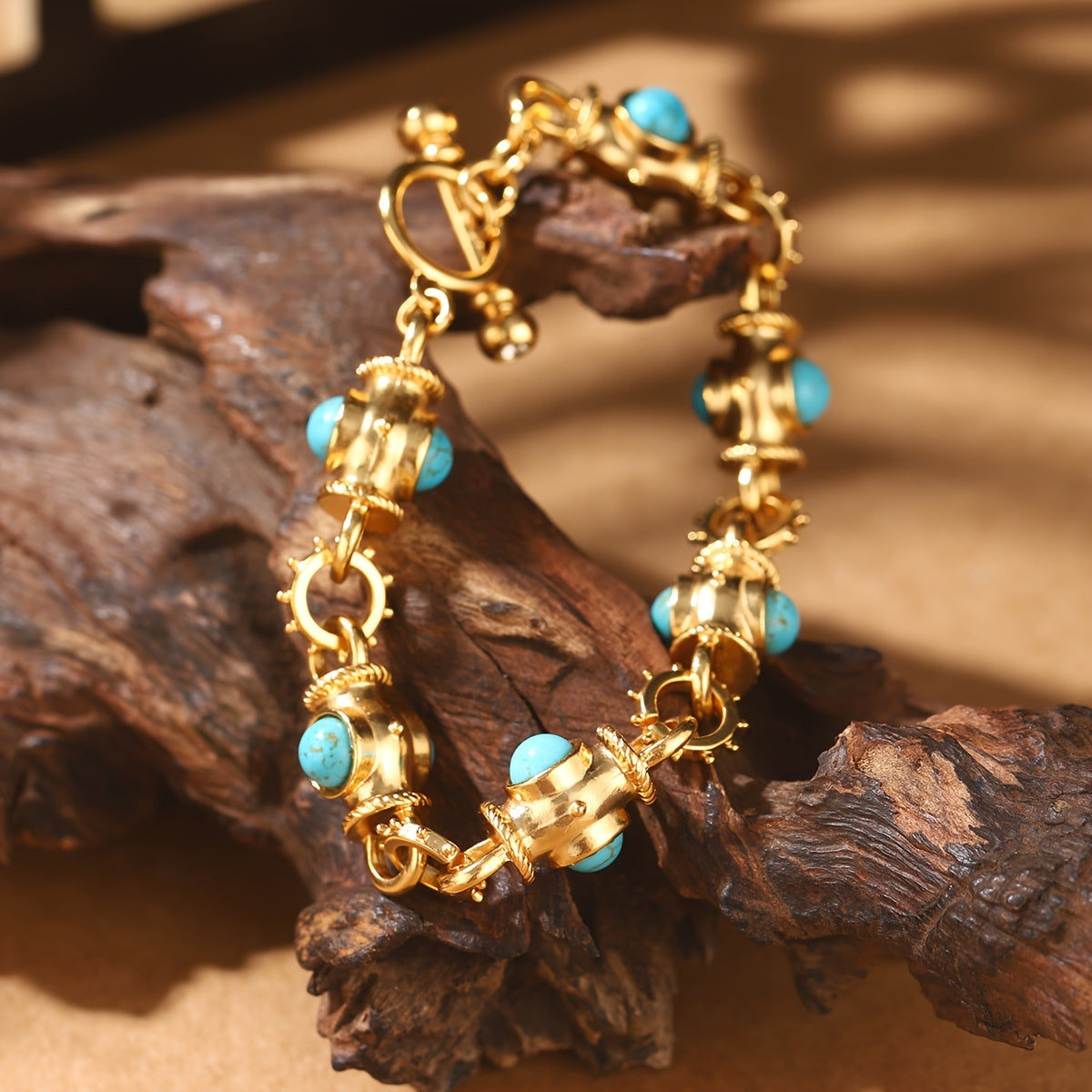 Elegante Turquoise Cabochon Link Armband