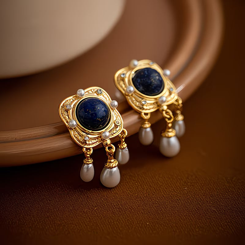 Koninklijk Blauwe Parels Chandelier Oorbellen
