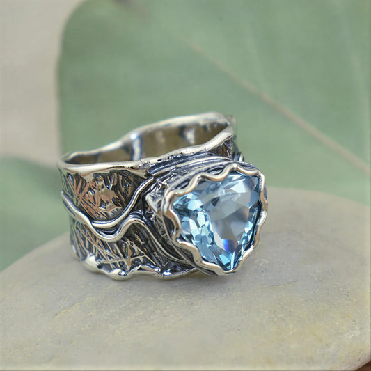 Blauwe Topaas Statement Ring