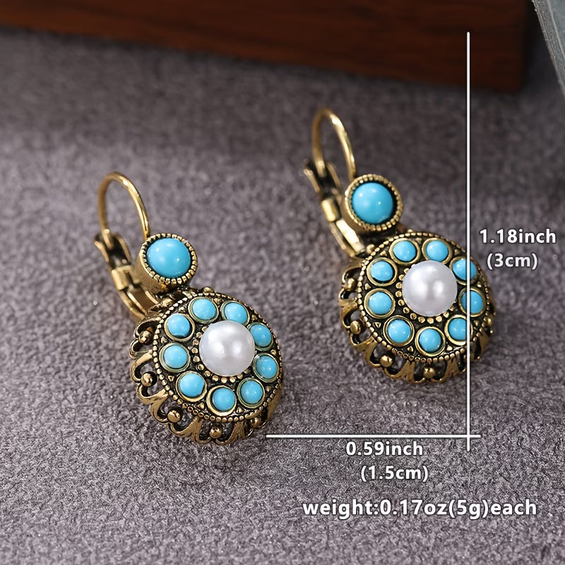 Premium Parel Bloem en Turquoise Oorbellen