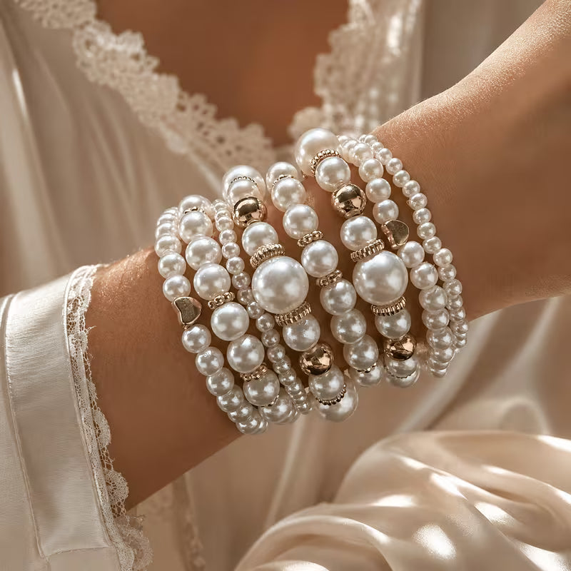 Parel Stapelarmband Set van 8