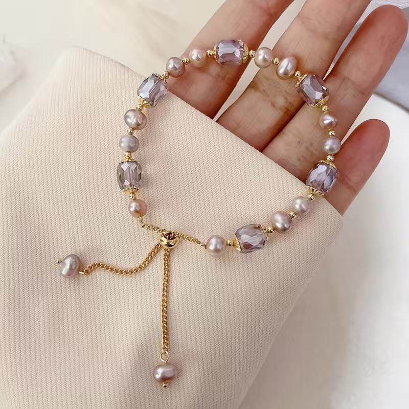 Elegante Champagne Parels Bracelet