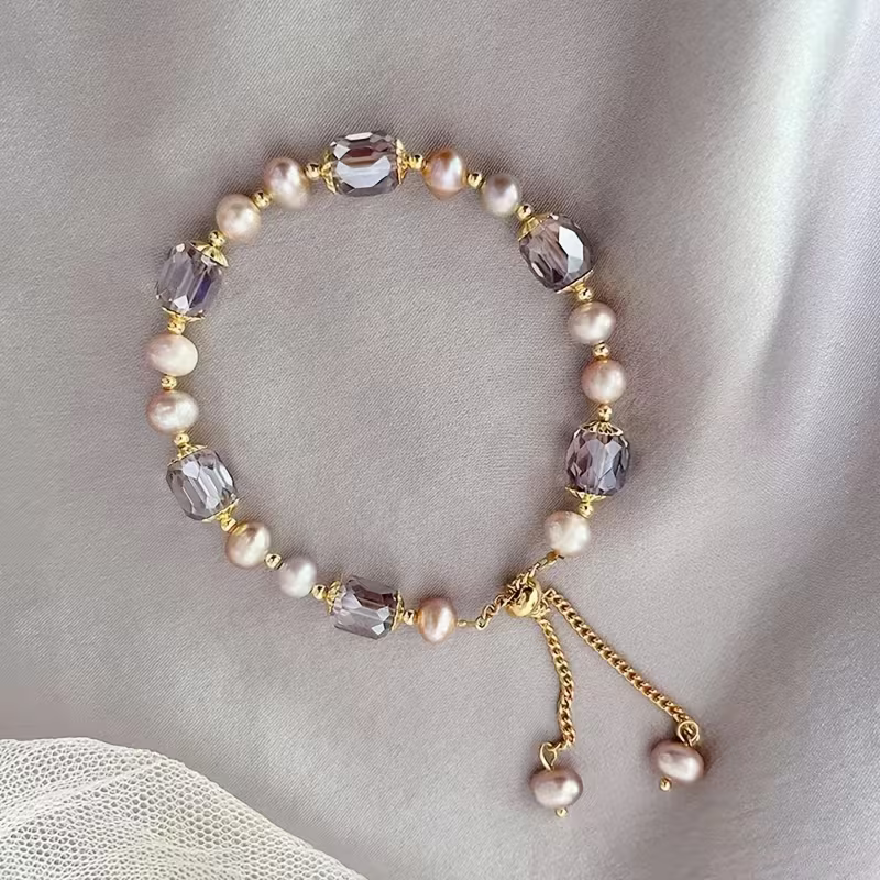 Elegante Champagne Parels Bracelet