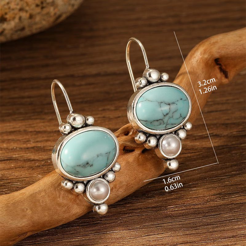 Elegante Turquoise Ingelegde Dangle Oorbellen