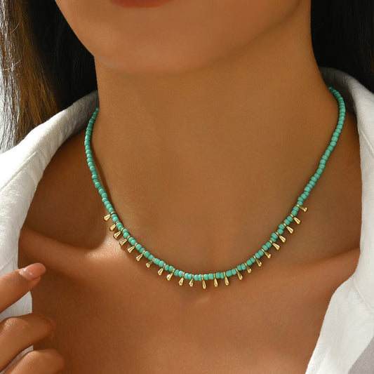 Minimale Turquoise en Gouden Ketting