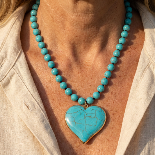 Turquoise Hart Kralen Ketting