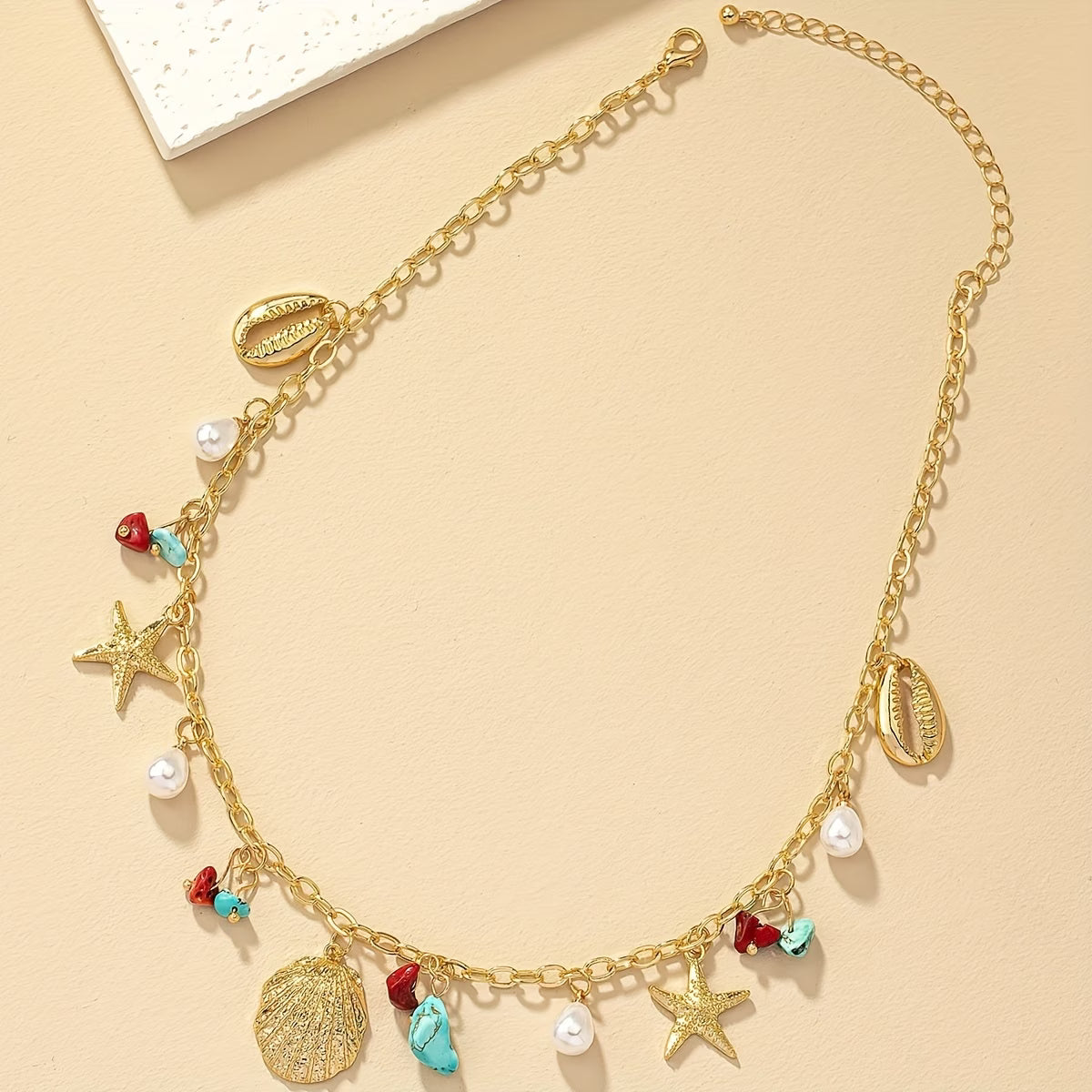 Kustparel en Turquoise Schelp Armband