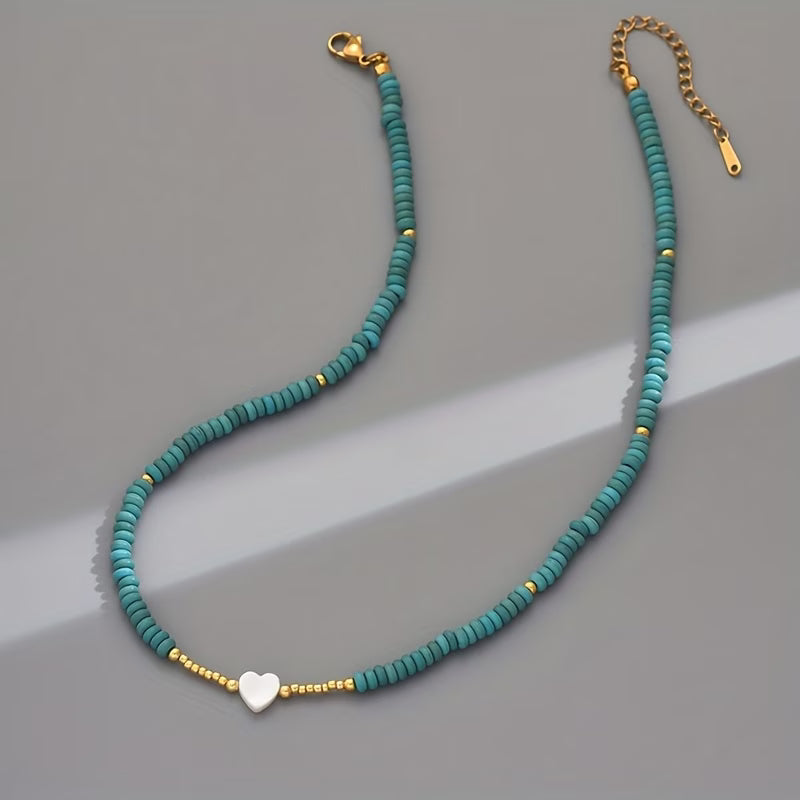 Minimale Turquoise Hart Ketting