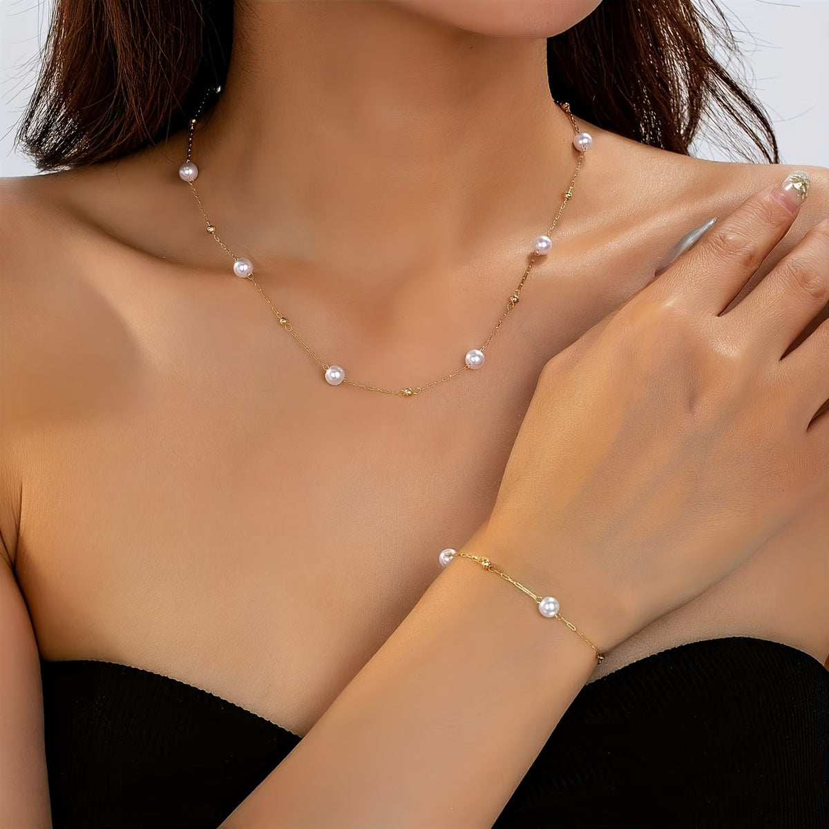 Fijne Parel Ketting Sieraden Set