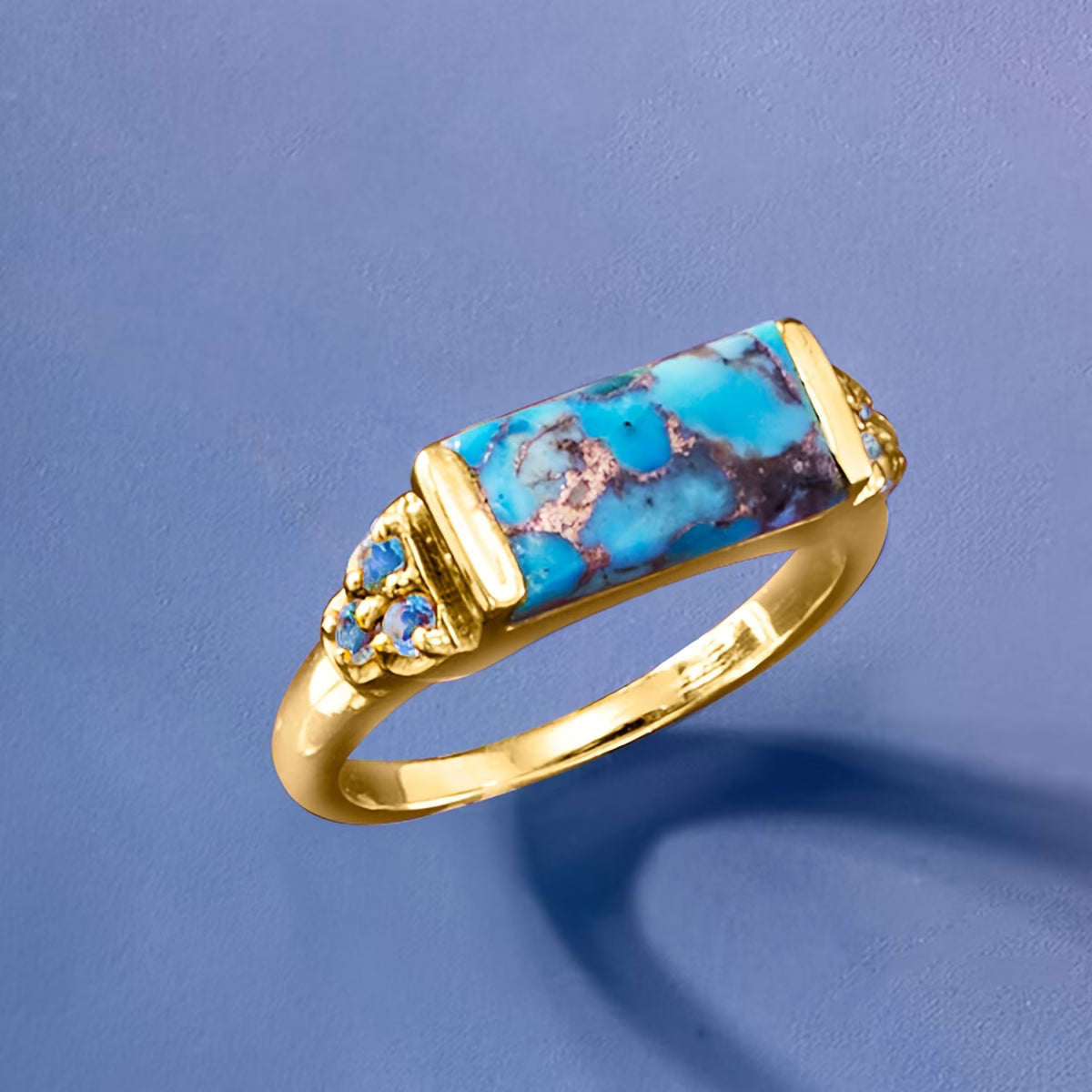 Boheemse Gouden Turquoise Ring