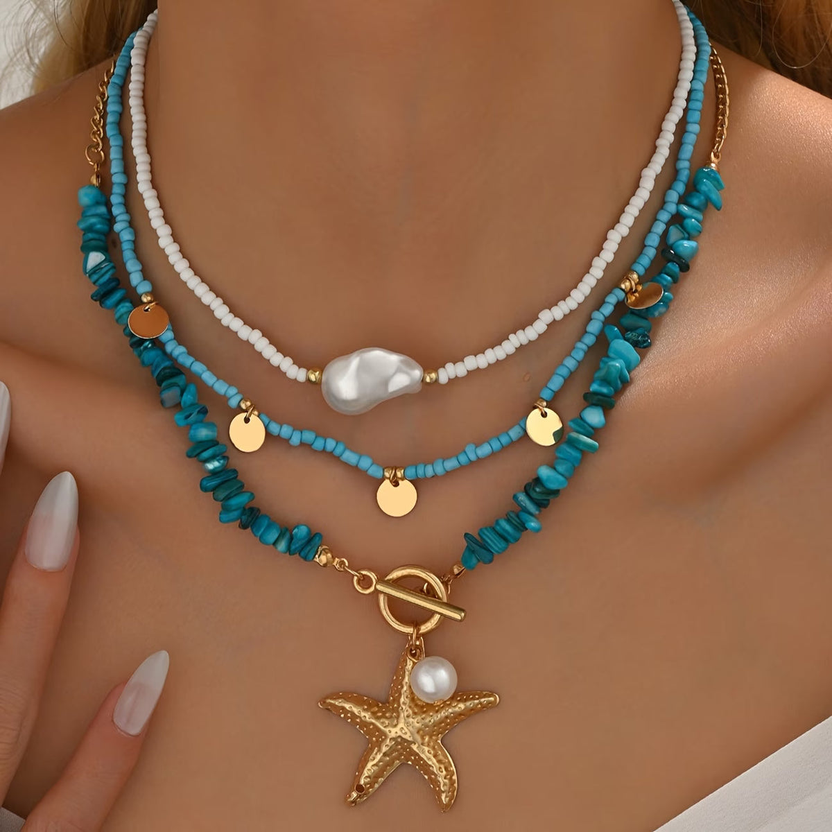 Premium Parels en Turquoise Kustketting