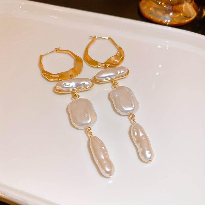 Elegante Barokke Parel Hoepel Oorbellen