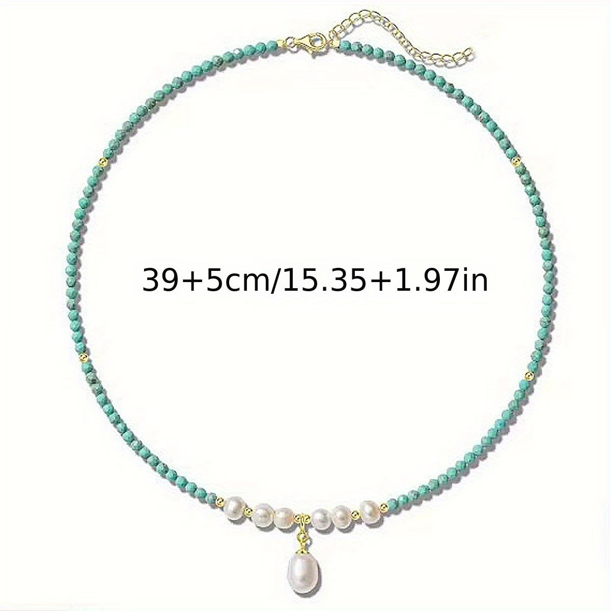 Premium Minimal Turquoise en Parel Halsketting