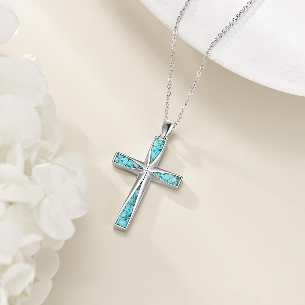 Hemelse Turquoise Kruis Ketting