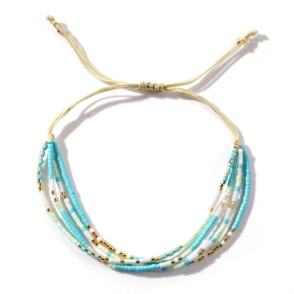 Verstelbare Turquoise en Gouden Armband