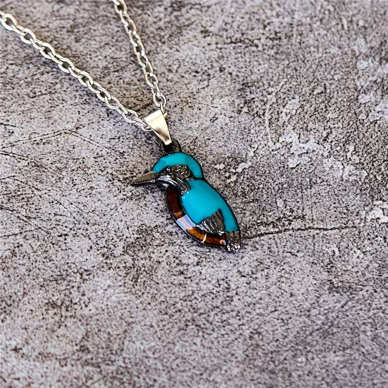 Delicaat Turquoise Vogel Hanger Ketting