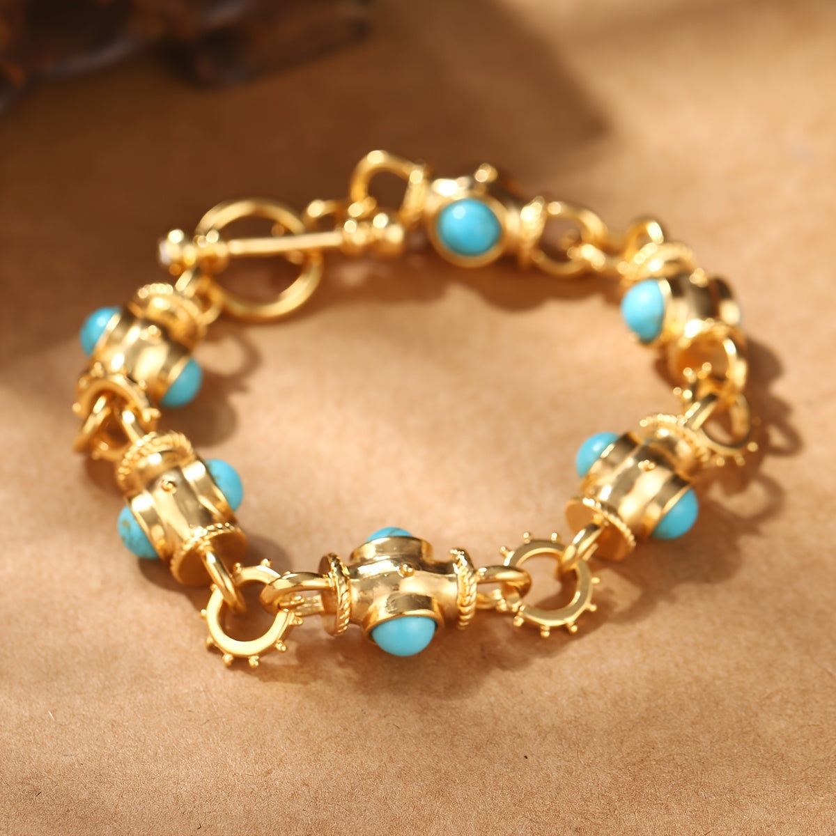 Elegante Turquoise Cabochon Link Armband