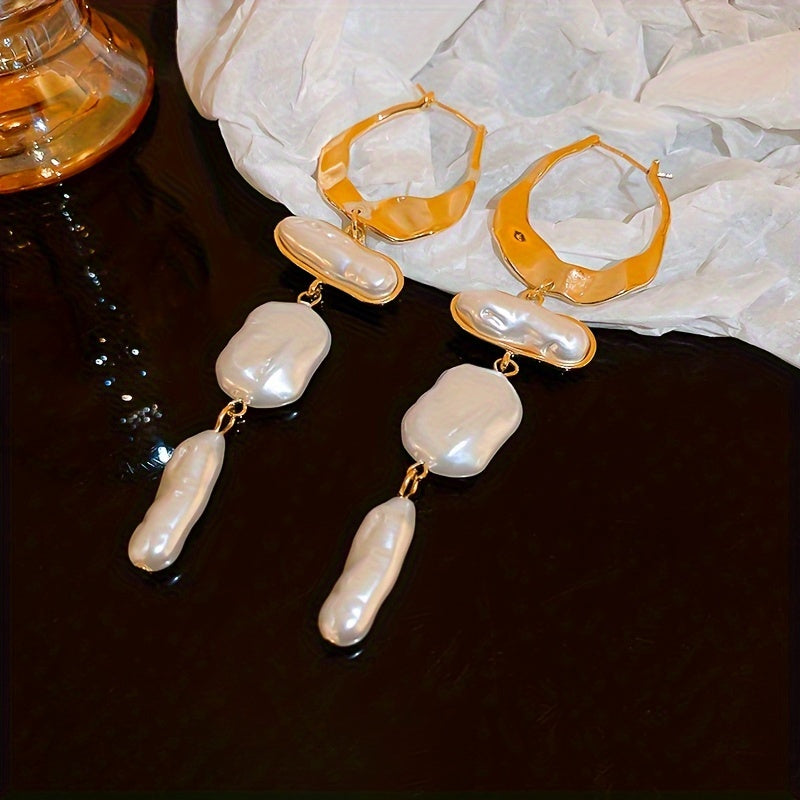 Elegante Barokke Parel Hoepel Oorbellen