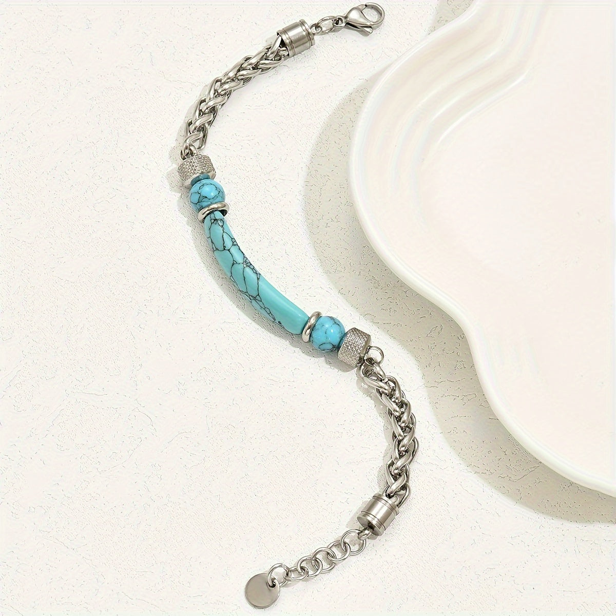 Elegante Zilveren Turquoise Armband