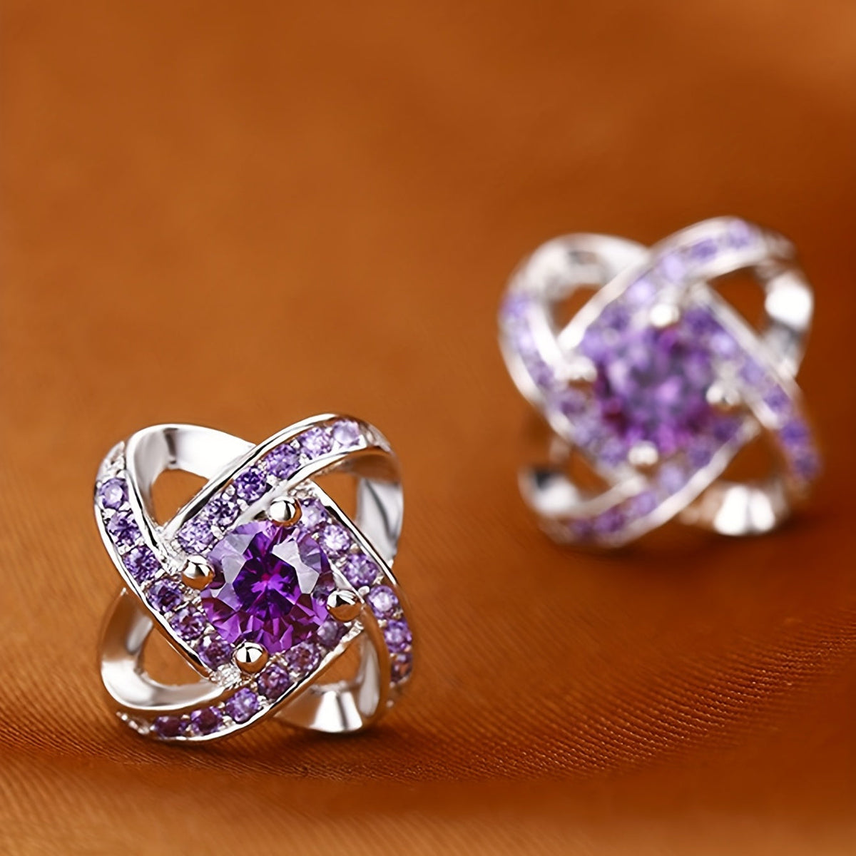 Oorbellen Klavertje Paars