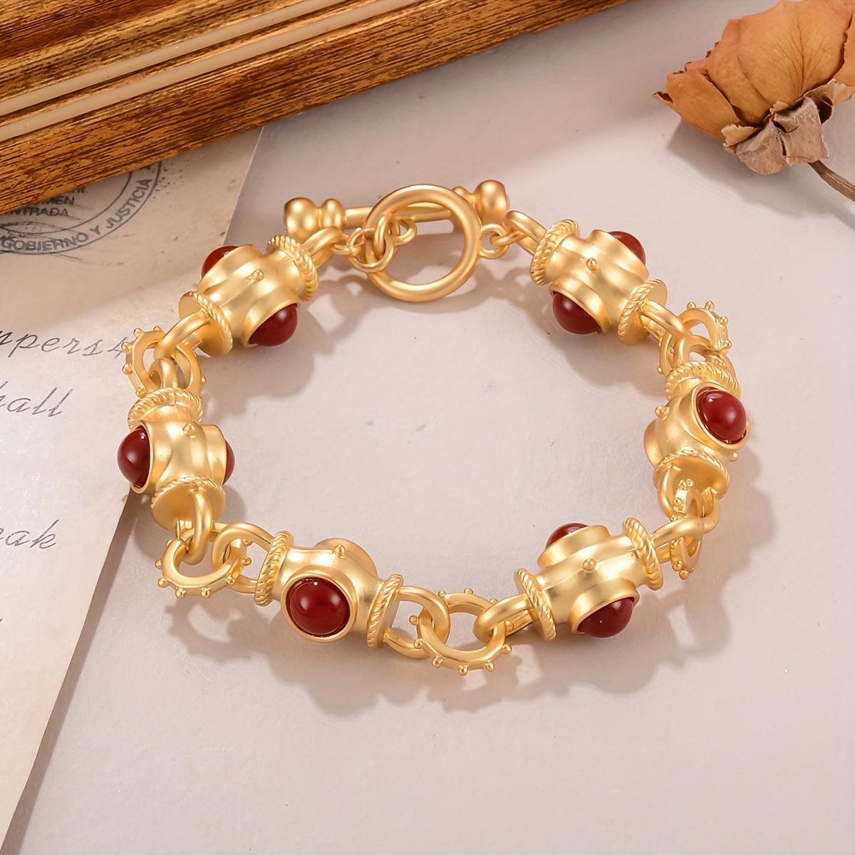 Elegante Turquoise Cabochon Link Armband