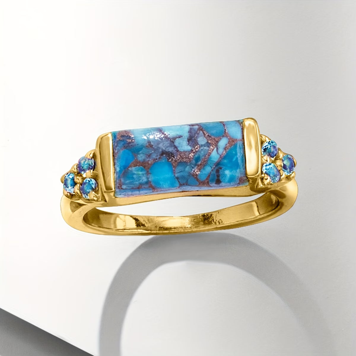 Boheemse Gouden Turquoise Ring