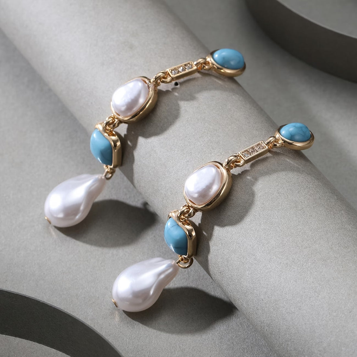 Statement Turquoise Pareloorbellen