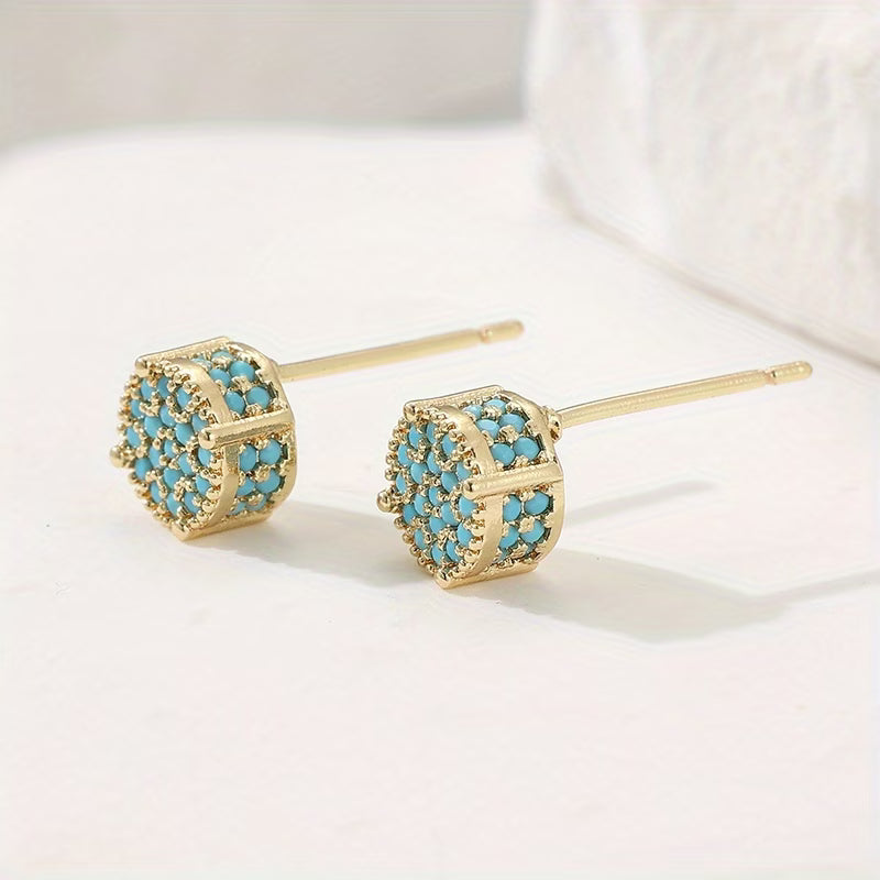 Gouden Turquoise Stud Oorbellen
