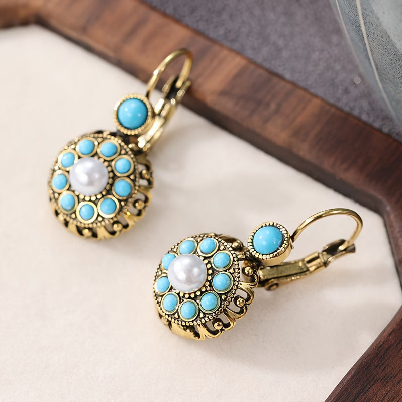 Premium Parels Bloom en Turquoise Oorbellen