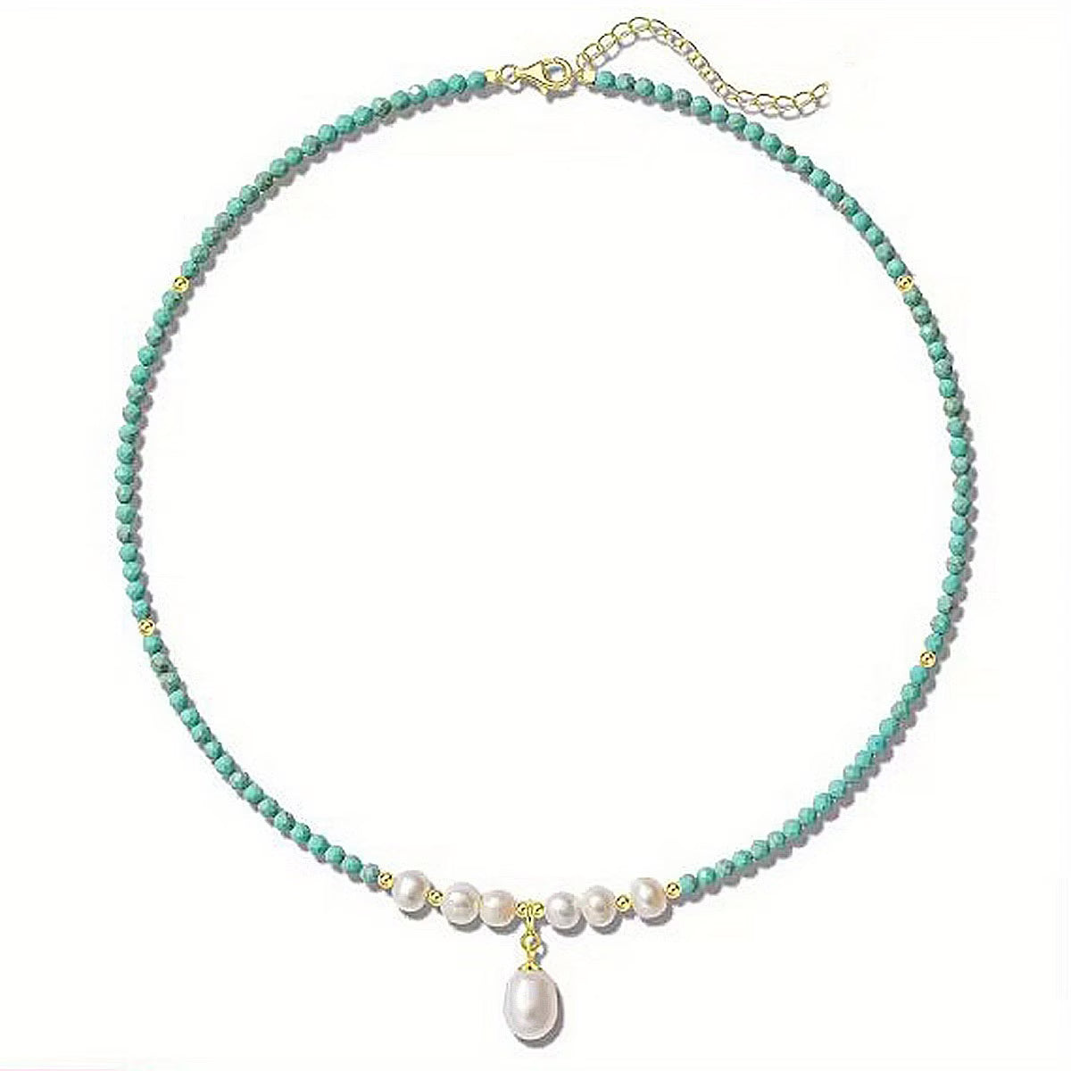 Premium Minimale Turquoise en Parel Ketting