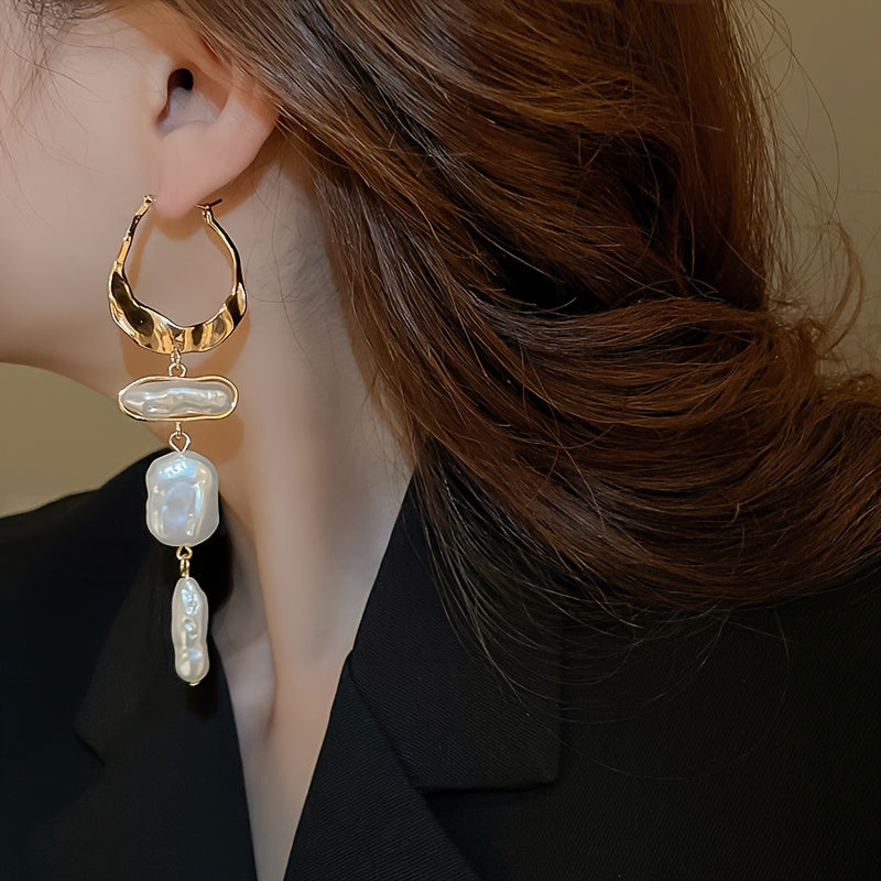 Elegante Barokke Parel Hoepel Oorbellen