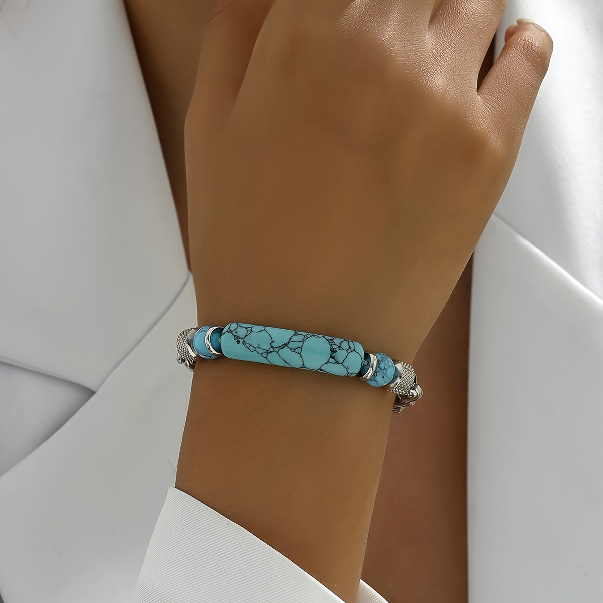 Elegante Zilveren Turquoise Armband