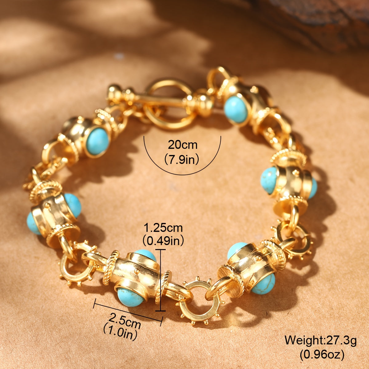 Elegante Turquoise Cabochon Link Armband