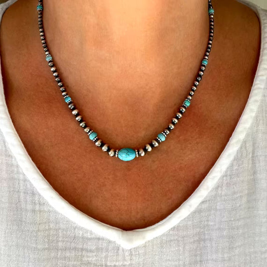 Turquoise Ketting en Oorbellen Moderne Ketting