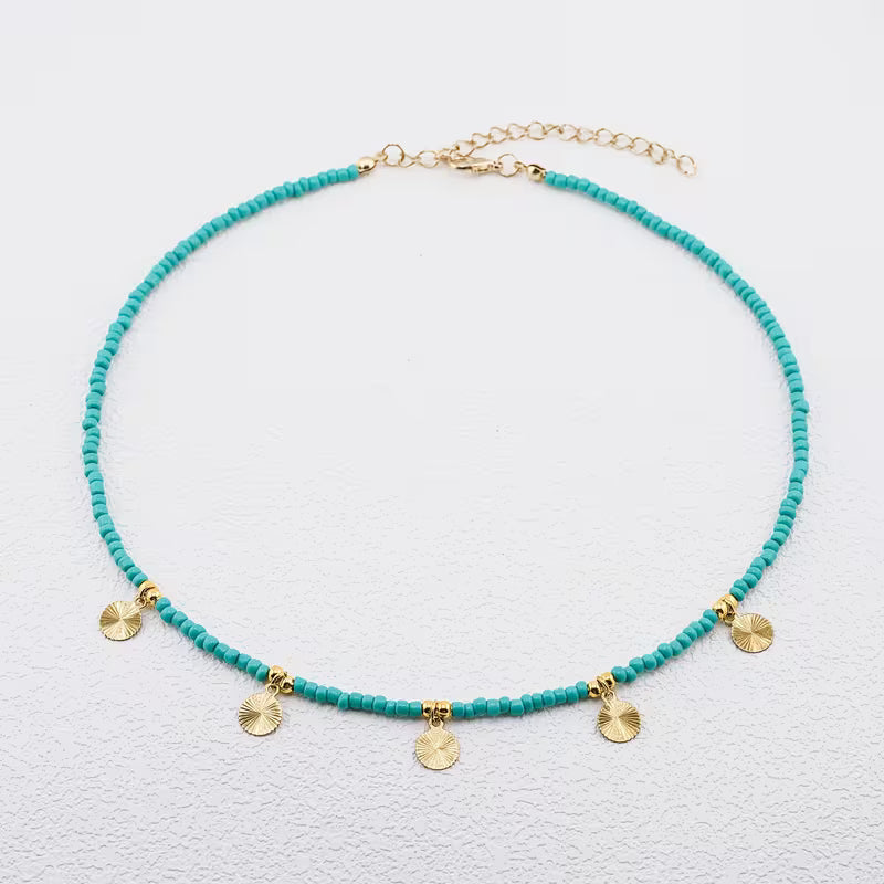 Minimale Turquoise Schijf Ketting