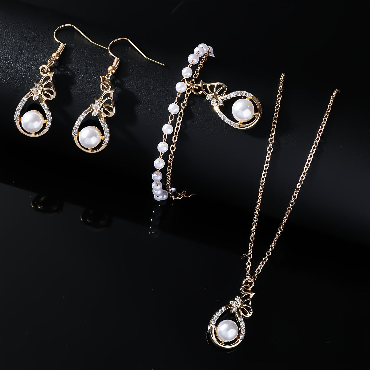 Gouden Boog Parel Sieraden Set