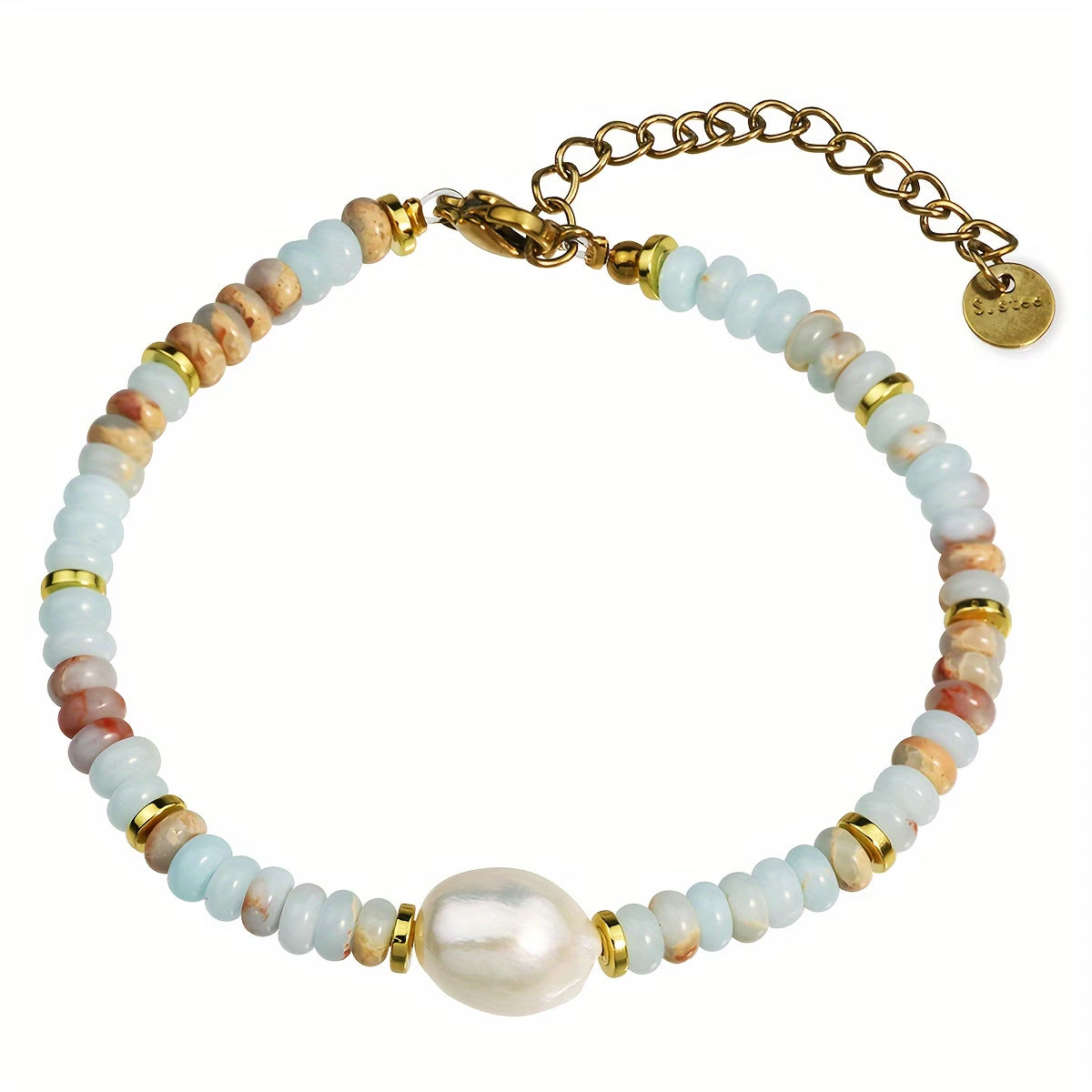 Elegante Strand Parel Turquoise Armband