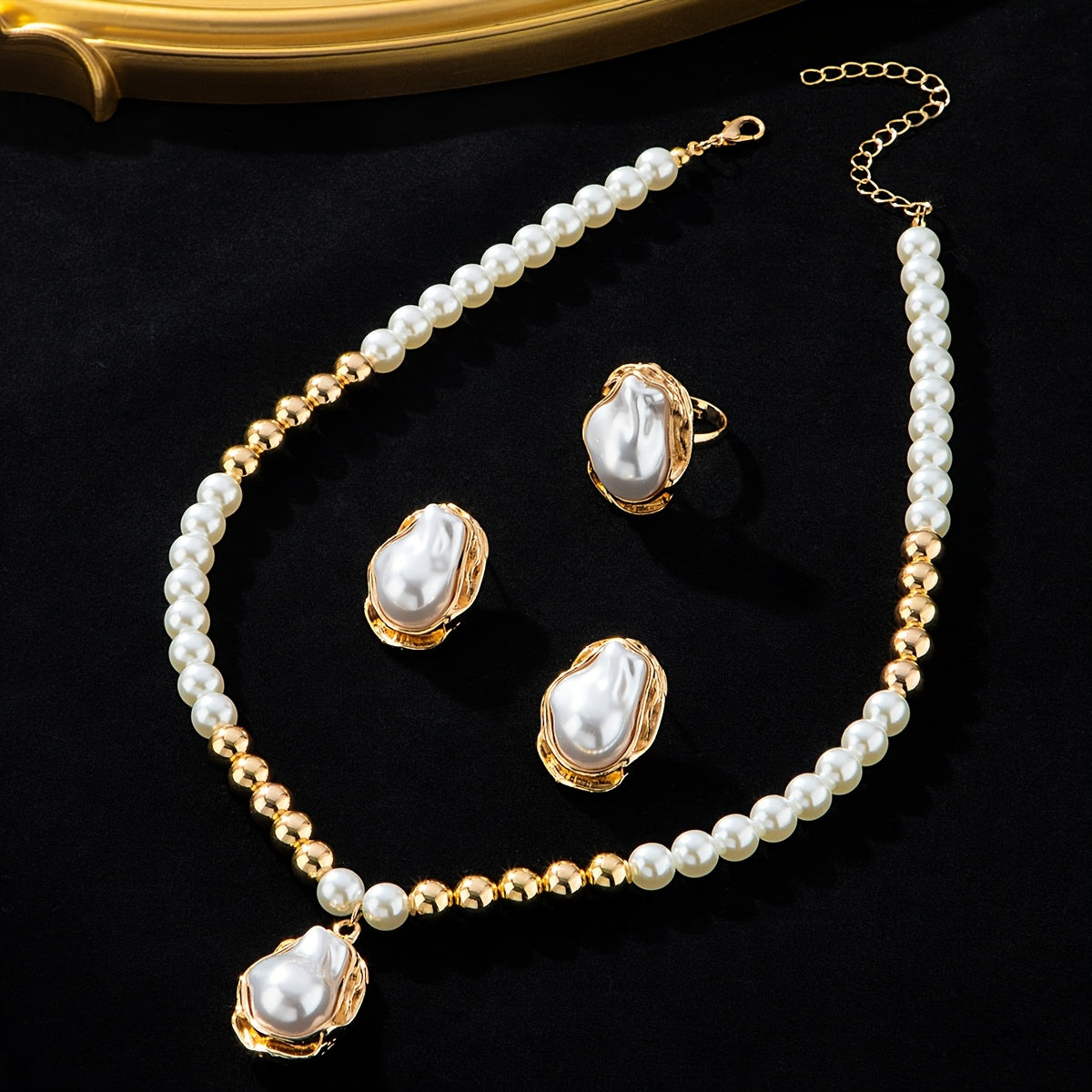Gouden Barok Parel Sieraad Set