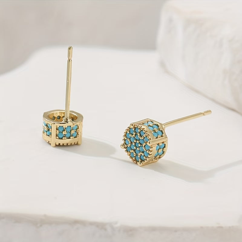 Gouden Turquoise Stud Oorbellen