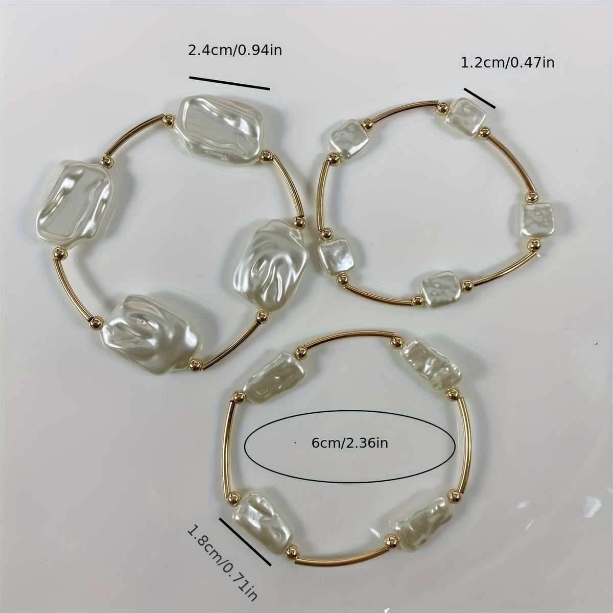 Premium Barok Parel Armband Set van 3