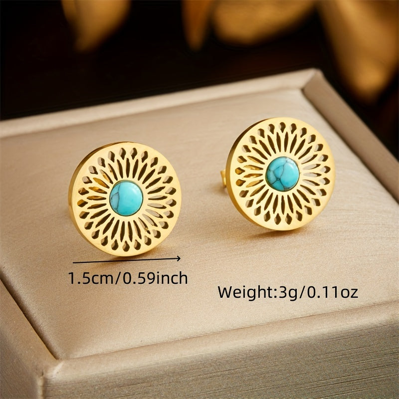 Elegante Turquoise Medaillon Sieraad Set