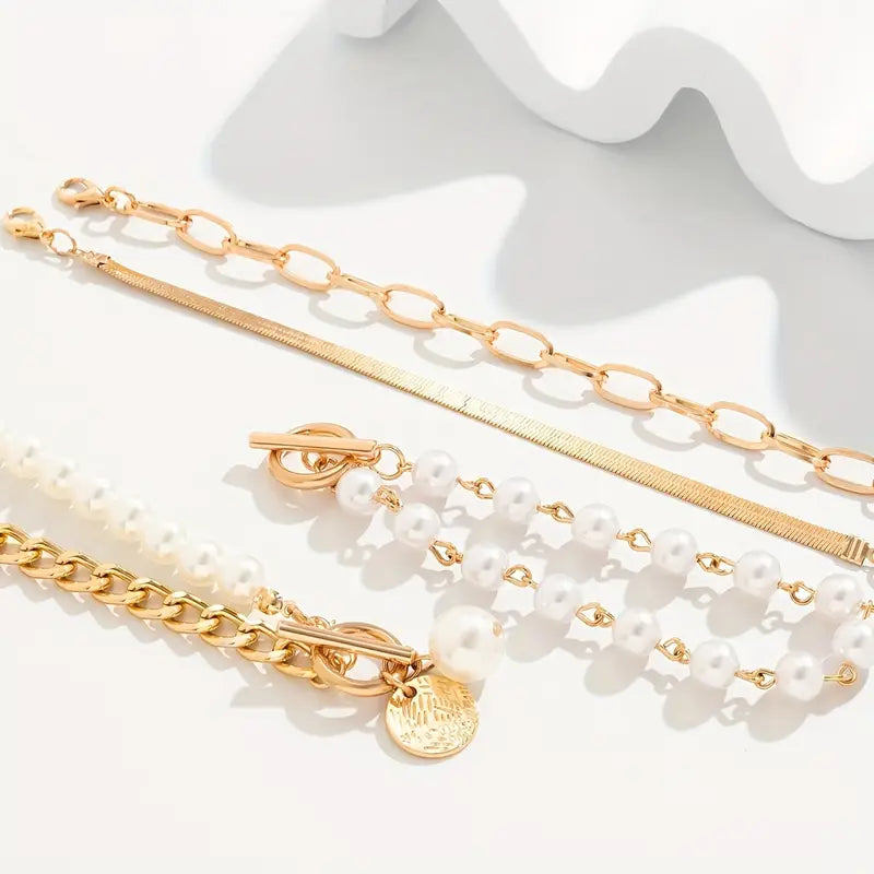 Luxe Gelaagde Parelarmband Set