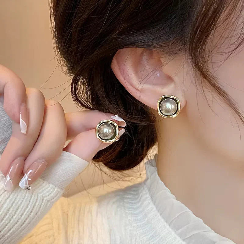 Luxe Zwarte Parel Stud Oorbellen