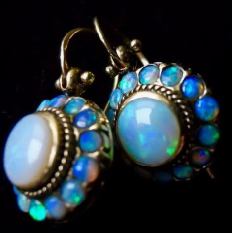 Premium Parel en Turquoise Opal Halo Oorbellen