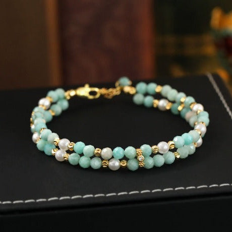 Premium Boheemse Parel Turquoise Armband Set