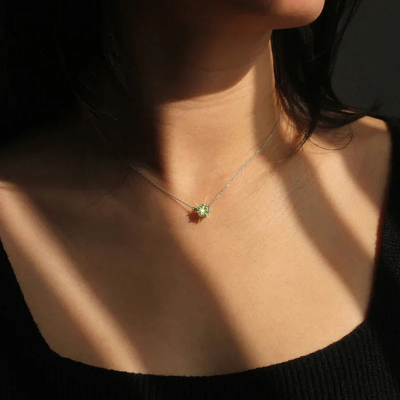 Elegante Solitaire Ketting met Kristal