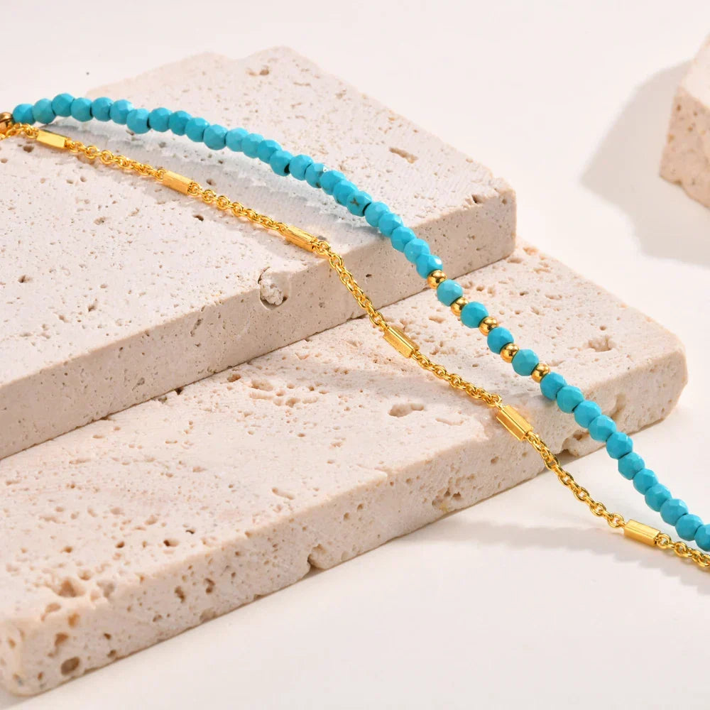 Stralende Gouden Turquoise Kettingarmband